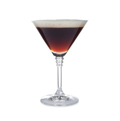 Fresh alcoholic Espresso Martini cocktail isolated on white