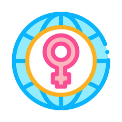 Female Sign World Icon Vector. Outline Female Sign World Sign. Isolated Contour Symbol Illustration