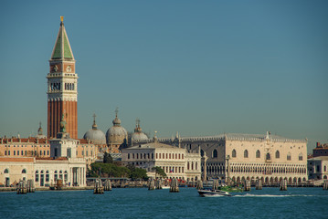 Fototapeta na wymiar Venice, ITALY – FEBRUARY 6, 2020: Piazza San Marco and Doge's Palace seen from the Giudecca island