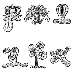 A Collection of Funny Cartoon Slime Monsters Illustration Vectors