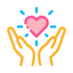 Hand Hold Heart Icon Vector. Outline Hand Hold Heart Sign. Isolated Contour Symbol Illustration
