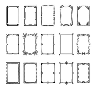 Set of vintage frames or decorative rectangular borders