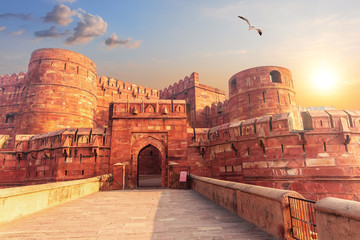 Red Agra Fort, main gate, Uttar Pradesh, India