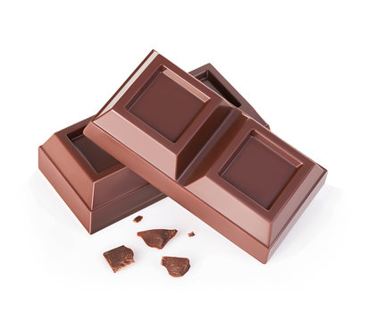 Chocolate bars isolated on a white background.