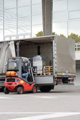 Forklift Loading Truck Cargo Pallets