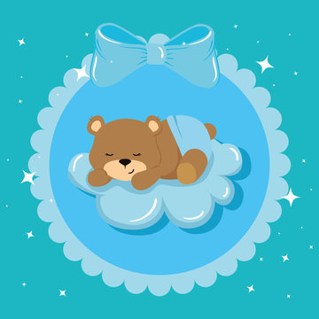 cute teddy bear female in lace frame vector illustration design