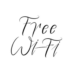 Handwritten web slang text for social media and blog posts. Free Wi-Fi lettering inscription for blogger or group. For site, blog, icon, new post, page