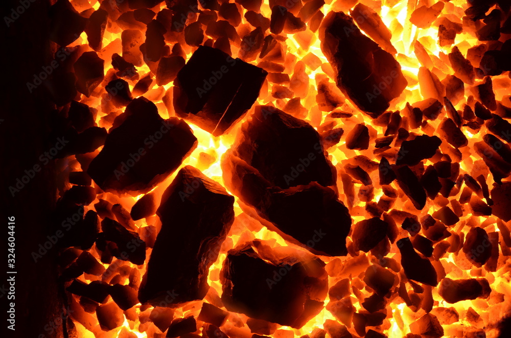 Aufkleber the graphic resource consists of burning enriched coal of anthracite of different fractions.