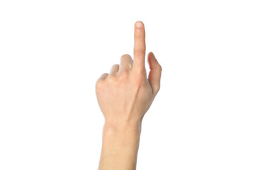 Male hand isolated on white background.Gestures