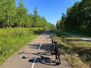 MORESTEL, FRANCE - AUGUST 26, 2019: Beautiful bicycle lane nearby Rhone river, between Lyon and...