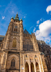 Fototapeta premium St. Vitus Cathedral against the sky in Prague, Czech Republic. View at the foot.