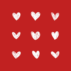 Heart doodles. Hand drawn hearts. Love symbol collection. D