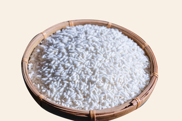 Top view of sticky rice Thai traditional agriculture in the north and northeast of Thailand isolated background with clipping path. 