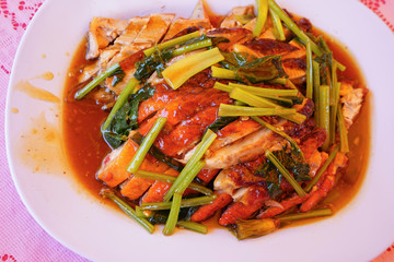 Chinese food in a folk party.