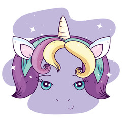 face of cute unicorn fantasy vector illustration design