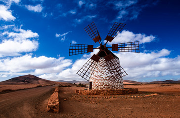 tefia windmill, tefia, fuerteventura, canary islands.