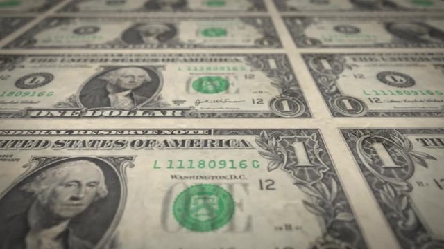 Vintage Dollar Bill Close Up Texture Animation/ 4k background animation of a retro dollar bill paper textured close up with stop motion effect