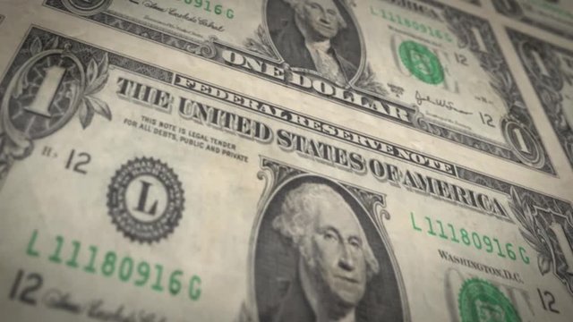 Vintage Dollar Bill Close Up Texture Animation/ 4k background animation of a retro dollar bill paper textured close up with stop motion effect
