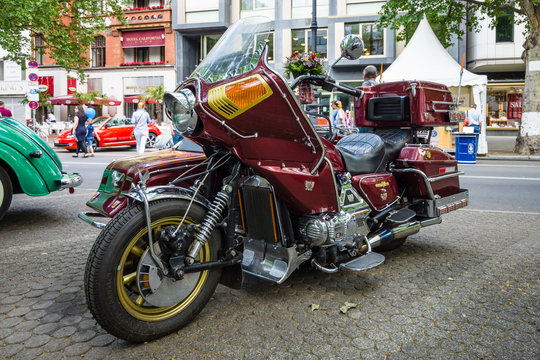 BERLIN - JUNE 05, 2016: Motorcycle with sidecar Honda Gold Wing GL1100 Full-Dresser, 1980. Classic Days Berlin 2016.