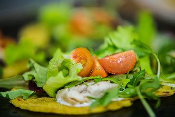 Fresh garden salad. Fresh garden salad on a plate. Fresh and healthy vegetable salad