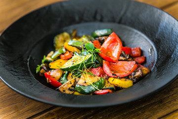 Fresh garden salad. Fresh garden salad on a plate. Fresh and healthy vegetable salad