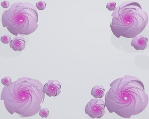 3d paper rose flowers - abstract background. 3d rendering. Stock illustration.