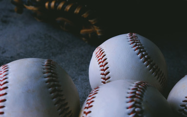 baseball ball on dark texture background