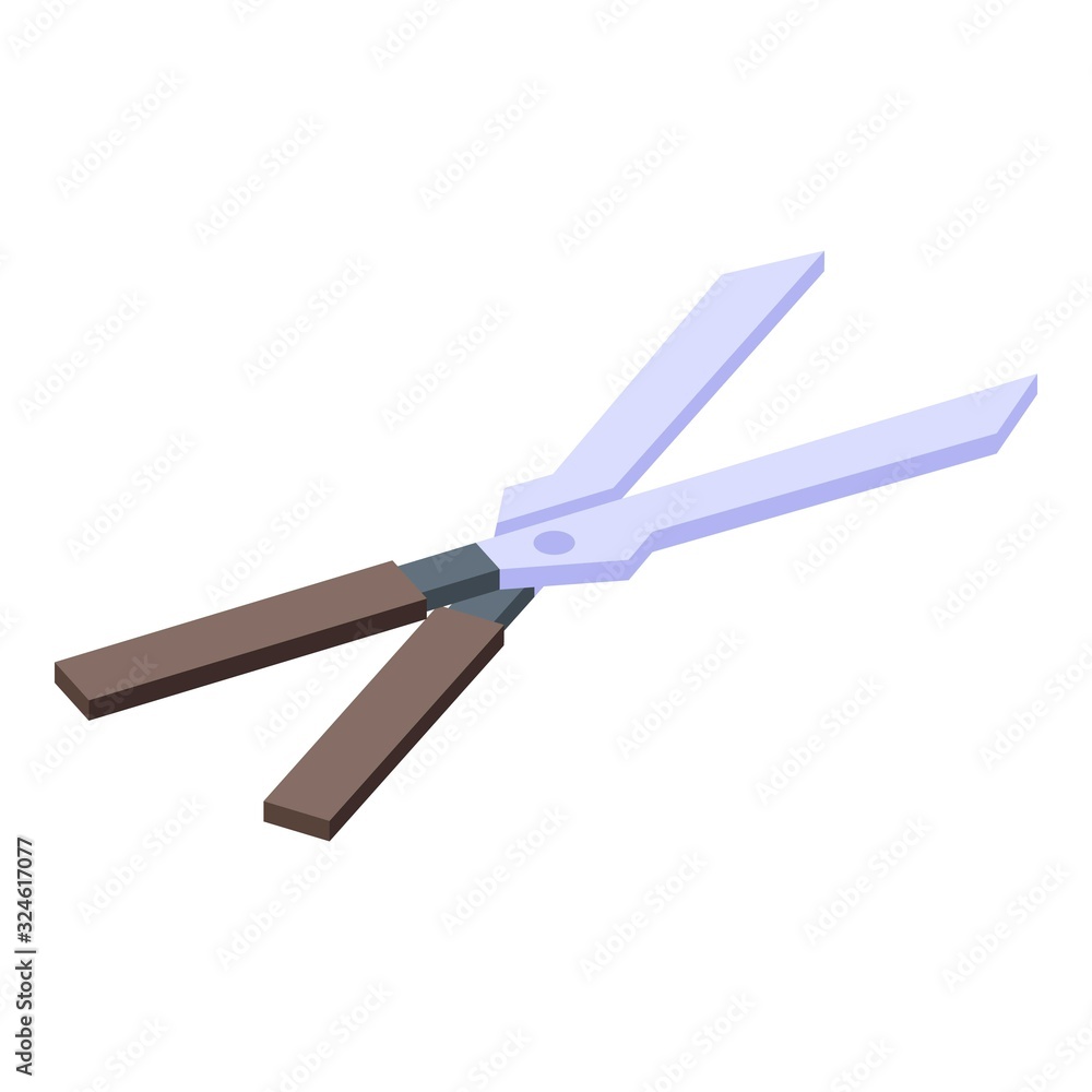 Poster bush scissors icon. isometric of bush scissors vector icon for web design isolated on white backgrou