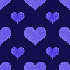 seamless pattern lilac hearts valentine's day template on purple background. can be used as wrapping paper, background, fabric print, web page backdrop, wallpaper.