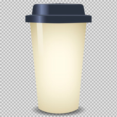 Paper cup for coffee on a transparent background. Isolated vector illustration.