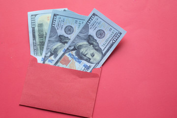 Close up of us dollar in a envelope 