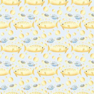 golden fiah in a seamless pattern