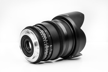 cinema lens on white background