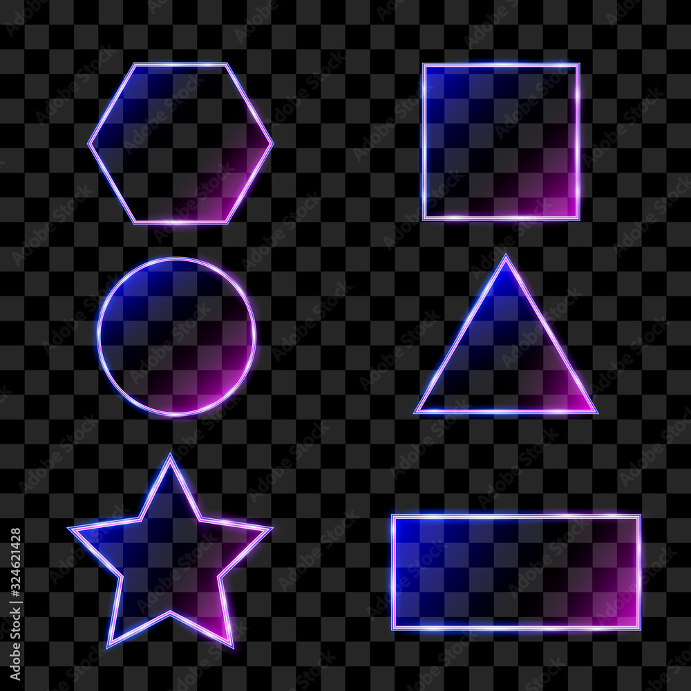 Aufkleber realistic frame border with neon light effect. blank space for text message or background design. ve