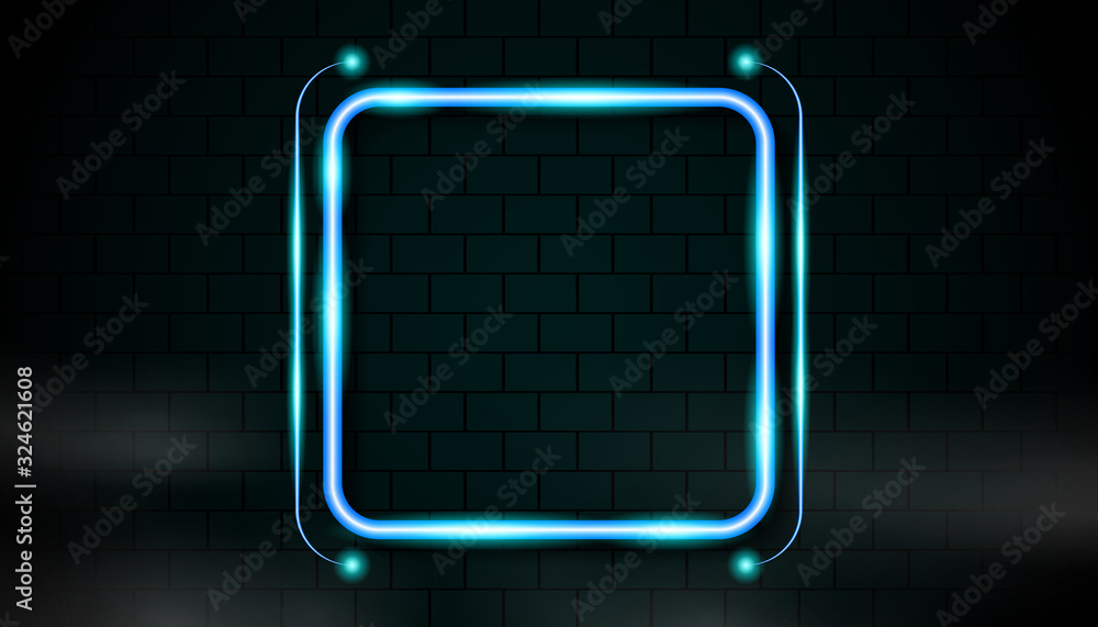 Aufkleber realistic frame border with neon light effect. blank space for text message or background design. ve