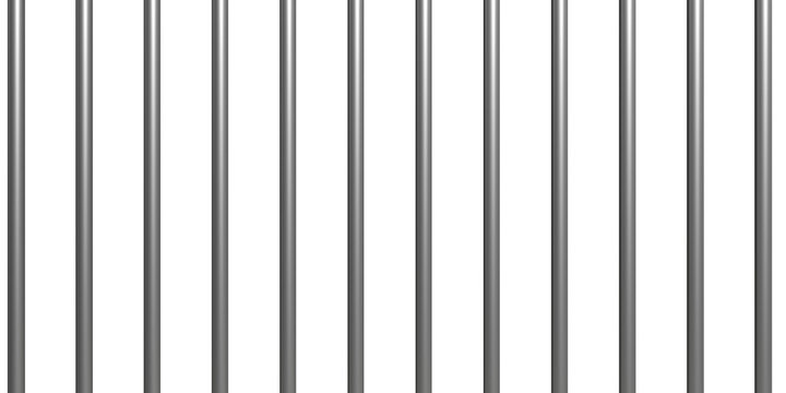 Jail bars on white background, texture. 3d illustration