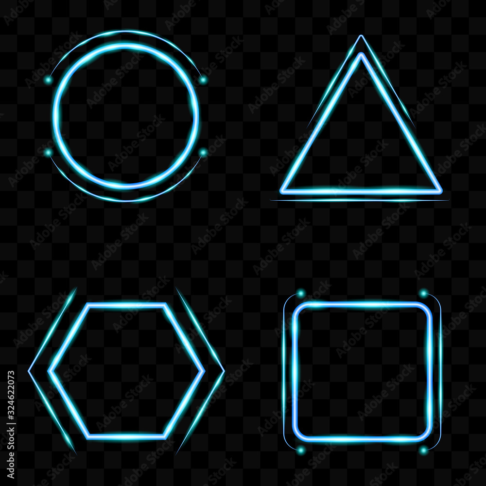 Poster realistic frame border with neon light effect. blank space for text message or background design. ve