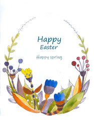 Watercolor spring card. Happy Easter!