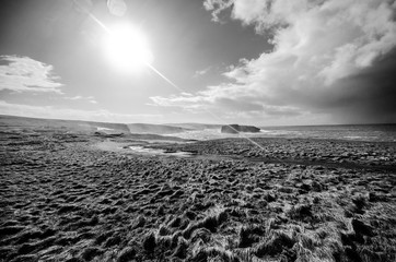 BLACK and WHITE sunset over sea