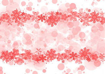It's spring time! Red blurry flowers with red bokeh effect on a white background. Illustration.