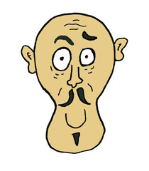 bald man head work illustration.This is vector work. Can be used as symbol, logo.