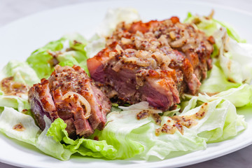 grilled duck breast with mustard sauce