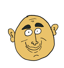 bald man head work illustration.This is vector work. Can be used as symbol, logo.