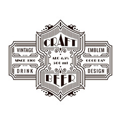 Vintage beer frame and label. Craft premium logo. Design emblem on transparent background