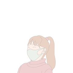 Female kid crowd in protective mask illustration vector eps 10