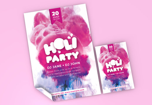 Holi Festival Party Poster and Flyer Layout
