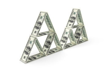 3D Rendering Group of One Hundred Dollar Banknotes Home Concept