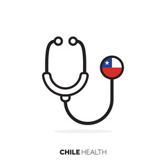 Chile healthcare concept. Medical stethoscope with country flag