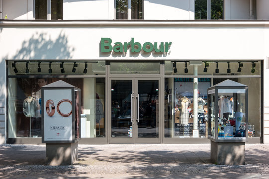 BERLIN - JUNE 05, 2016: Barbour shop. J. Barbour & Sons Ltd. is a British luxury and lifestyle brand founded by John Barbour in 1894.