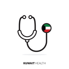 Kuwait healthcare concept. Medical stethoscope with country flag